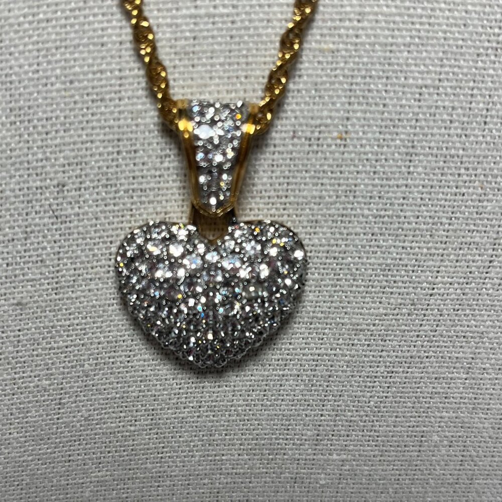 Swarovski Gold-Tone Necklace With Pave Crystal Heart Pendant & Chain - Picture 3 of 7